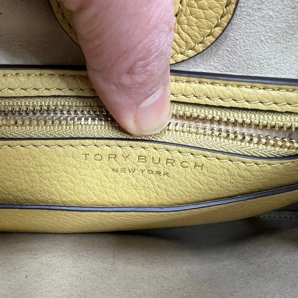 Tory Burch Purse Sunflower Yellow Miller Hobo Bag Pebble Leather Crossbody New - Picture 8 of 15